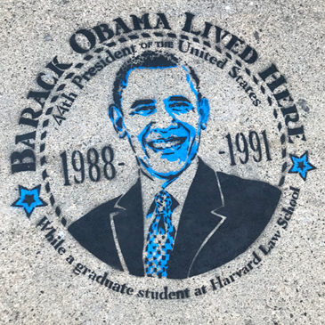 Obama Lived Here stencil on Broadway, closeup